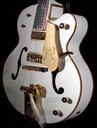 Rare Dream Guitar Gretch White Falcon Electric Guitar Gold Sparkle Body Binding Hollow Body Double F Hole Bigs Tremolo Bridge Gold6345072