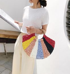 fashion rattan women handbags designer summer beach straw bags Colourful wicker woven large totes lady travel big purses bali bag C3239248