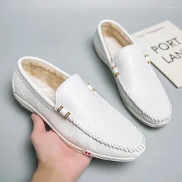 Casual Shoes Winter Fur Loafers Men Man Boat Fashion Mens Driving Walking Slip On Flats Warm Male Sneakers