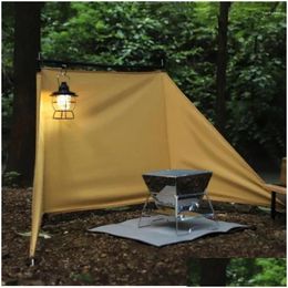 Tents And Shelters Gas Stove Burner Shelter Outdoor Windsn Bbq Flame Retardant Cloth Cam Campfire Windshield Wind Break Wall Drop Deli Dhnjo