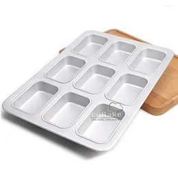 Baking Moulds 9 Cavities Rectangle Aluminium Alloy Muffin Mould Cake Moulding Pan Jelly Pudding Cheese Bread DIY Supplies