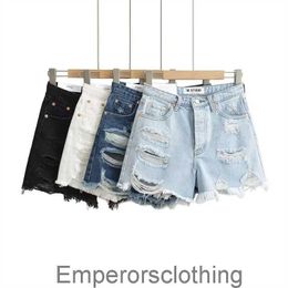 Fengins Spicy Girl Heavy Industry Broken Hole Denim Shorts Summer New Short Sweet and Spicy Sexy Wide Leg Hot Pants