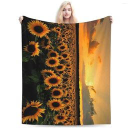 Blankets Sunflowers Landscape Soft Flannel Throw Blanket For Couch Bed Sofa Cover Warm Travel