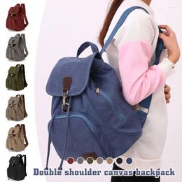 School Bags Canvas String Travel Backpacks For Women Large Capacity Rucksack Female Drawstring Back Pack Student Bag Ladies Bookbag