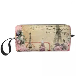 Storage Bags France Paris Eiffel Tower Makeup Bag For Women Travel Cosmetic Organizer Kawaii Toiletry