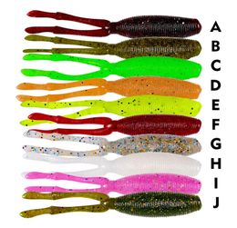 10PcsSet Long Tail Grubs 90mm Two legs Soft Lure Long lag Fishing Lure Fish Baits9528382