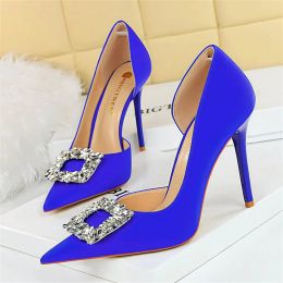 Pumps BIGTREE Summer Fashion Pole Dancing Pumps Party Women's Stiletto With Pointed Side HollowedOut Rhinestone High Heel Shoe
