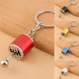 Keychains Lanyards 1 creative 6-speed gearbox keychain for automobiles manual mechanical transmission lever metal automotive key accessories Q240403