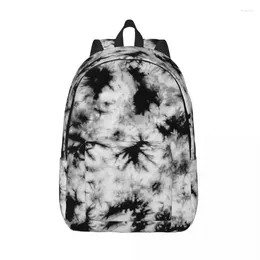 Storage Bags Tie Dye Black And White Backpack For Men Women Fashion Student Hiking Travel Daypack College Canvas With Pocket