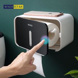 Holders WIKHOSTAR Wall Mounted Paper Towel Box Toilet Paper Holder Waterproof Tissue Box Roll paper Holder Dispenser Bathroom Organizer