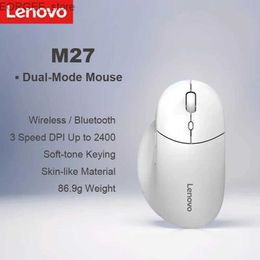 Mice Lenovo M27 Wireless Bluetooth Mouse Soft Tone Mouse Ergonomically Designed Right Hand Mouse Y240407