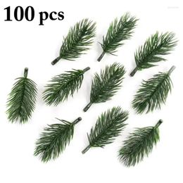 Decorative Flowers 100pcs Pine Branches Artificial Fake Plant Flower Branch Christmas Party Decoration DIY Bouquet Gift Box Accessories