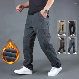 Men's Pants Winter Plush And Thickened Military Cargo Men Casual Cotton Straight Double Layer Overalls Combat Baggy Fleece Trousers