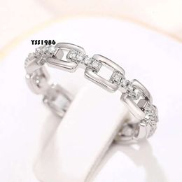 Ins Simple Fashion Jewelry Wedding Rings Top Sell Sterling Sier Fill White 5A Cubic Zircon Party Handmade Eternity Women Chain Ring for Mother Day Gift