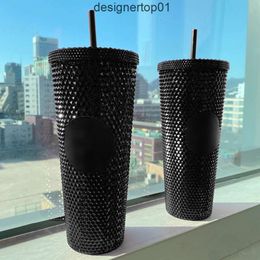 Stanleiness Durian Cup Diamond Radiant Goddess Straw Cup Coffee Cup Summer Holiday Cold Tumbler Black Home Dining Bar Product CG001 VGJD