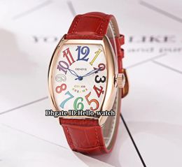 Fashion Colour Dreams Cintree Curvex 502 QZD White Dial Automatic Womens Watch Rose Gold Case Red Leather Ladies Watches HWFM Hello9652242
