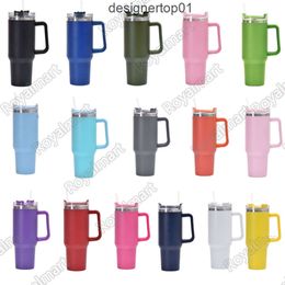 Stanleiness 40 OZ Mugs Tumbler Cups Stainless Steel Cup with Handle Lids Straw Tumblers Insulated Bottle Mug Customise 94UD