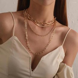 Chains Punk Retro Necklace Vintage-inspired Multi-layered Chain Choker For Women Toggle Paperclip