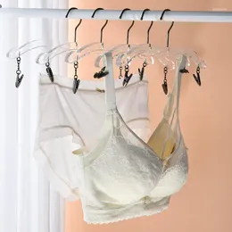 Hangers 10Pcs/pack Acrylic Transparent Clip Type Clothes Hanger Space Saving Windproof Bra Underwear Plastic Drying Rack Laundry