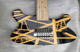 Char Edward Van Halen Yellow Stripe Black Electric Guitar Floyd Rose Tremolo Bridge Maple Neck Fingerboard Dot Inlay Single P5880032