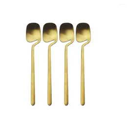 Coffee Scoops 4Pcs Matte Gold Spoon Cutlery Set Stainless Steel Mini Teaspoons Sugar Ice Cream Soup Kitchen Accessories