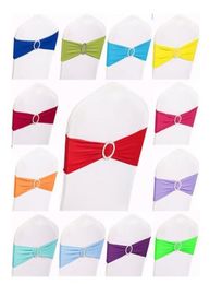 15 x 35CM Multi Color Spandex Wedding Chair Sashes Elastic Removable with Round Diamond Buckle Decor2538972