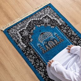 Women Men Muslim Prayer Rug Worship Kneel Printed Floor Mat Protable Travel Prayer Rugs Ramadan Gift Soft Islamic Prayer Rug 240403