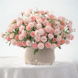 Decorative Flowers White Pink Floral Silk Home Decor Artificial Flower Wedding Party Decoration 30cm Bouquet Fake Bedroom Living Room