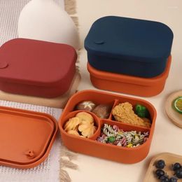 Dinnerware 4 Compartment Silicone Lunch Box For Adults And Kids Microwave Dishwasher Safe Bento With Separate Compartments Leakproof