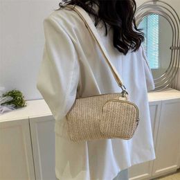 Evening Beach Bags Women's Korean Edition Spring Summer Grass Woven Bun Mother Bag Fashion Diagonal Shoulder Simple Small and Fresh