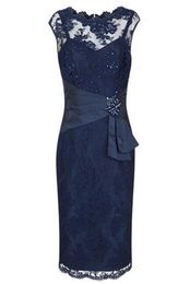 Dark Navy Blue Knee Length Mother of the Bride Dresses for Wedding Party Mother of the groom Dresses2034446