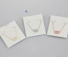 Pendant Necklaces Quartz Rose Color Necklace NewNECKLACE Gem Glass Stone Real 18K Gold Plated Dangles Part Glitter Jewelries Letter Gift With free dust bag