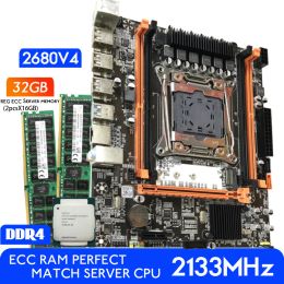 Motherboards Atermiter Ddr4 D4 Motherboard Set with Xeon E5 2680 V4 Lga20113 Cpu 2pcs X 16gb= 32gb 2133mhz Ddr4 Ram Memory Reg Ecc