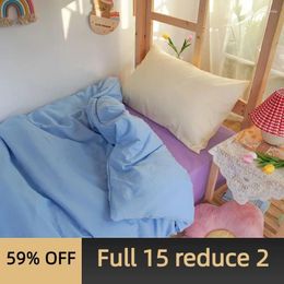 Bedding Sets Three-piece Japanese Bed Net Red Girl Heart Mix And Solid Color Student Dormitory Sheet Quilt Cover Home Textile Set