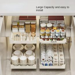 Kitchen Storage Cabinet Pullout Spice Drawer Shelf Organiser With Slides Installation-Free Gusseted Boxes