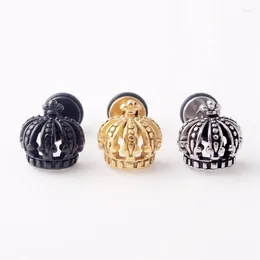 Stud Earrings Fashion Crown Stainless Steel For Women Girls Screw Gold Black Colour Ear Jewellery Party Gifts 2 Pieces