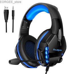 Cell Phone Earphones Professional 50Mm Driver For Nintendo Switch Ps4 Pc Xbox One Ps5 Noise Cancelling Mic Led Light Wired Gaming Headset Headphone Y240407