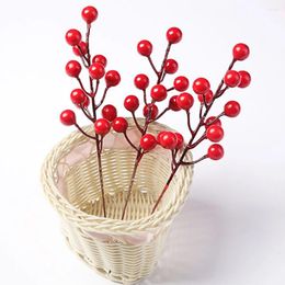 Decorative Flowers 10 Pcs Berries Simulation Holly Red Artificial Shooting Props Home Christmas Decorations Wedding Party Ornaments
