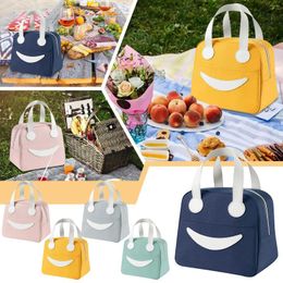 Storage Bags Canvas Insulated Bento Bag Heat Insulation Thick Tote Hand Carry Large Women Lunch For Work With Shoulder Strap