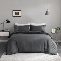 Bedding Sets Evich Polyester Dark Grey Set Single Double Multi-Size Velvet Patchwork Quilt Cover Pillowcase 3-Piece Bedroom Houseware