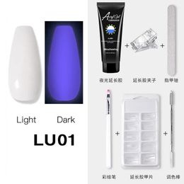 2024 Cross Border Nail Enhancement Luminous Extension Gel Set 15ml Paperless Crystal Phototherapy Gel Quick Nail Extension Gel - for
