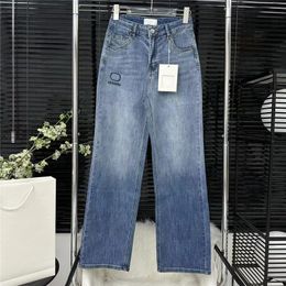 Embroidered Letter Denim Pants Women Designer Jeans High Street Ladies Trousers Hiphop Streetwear