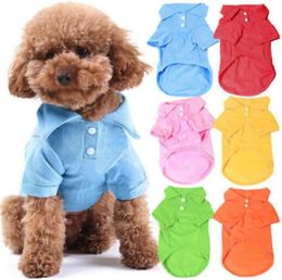 100 cotton pet clothes soft breathable dog cat polo Tshirts pet apparel for spring summer fall 6 Colours 5 sizes in stock7946911