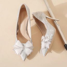 Dress Shoes Glass Slipper Bow High Heels With Fairy Wind Maid Bridesmaid Golden Wedding