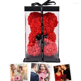 Decorative Flowers 1Pc 25cm Artificial Rose Bear - Perfect Gift For Valentine's Day Weddings Anniversaries Decoration Teddy