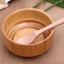 Bowls 1Pc Creative Chinese Bamboo Bowl Round Ecologic Spice Natural Handcrafted Wooden Dip Wood Tableware