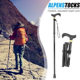 Sticks 5Section Walking Stick Telescopic Baton Hiking Trekking Poles Aluminium Alloy Folding Cane Crutches Pole For Climb Elderly People