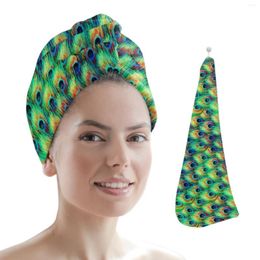 Towel Peacock Feather Dry Hair Bathroom Absorbent Quick-Drying Shower Cap Microfiber