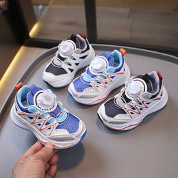 Athletic Outdoor New Breathable Baby Boys Girls Running Shoes Fashion Swivel Button Toddler Shoes Little Kids Sneakers Sports Casual Size 21-32 240407