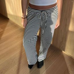 Women's Pants Hirigin Fashion Women Loose Stripe Drawstring Elastic Waist Trousers Spring Summer Casual Sweatpants Bottoms Y2K Clothes